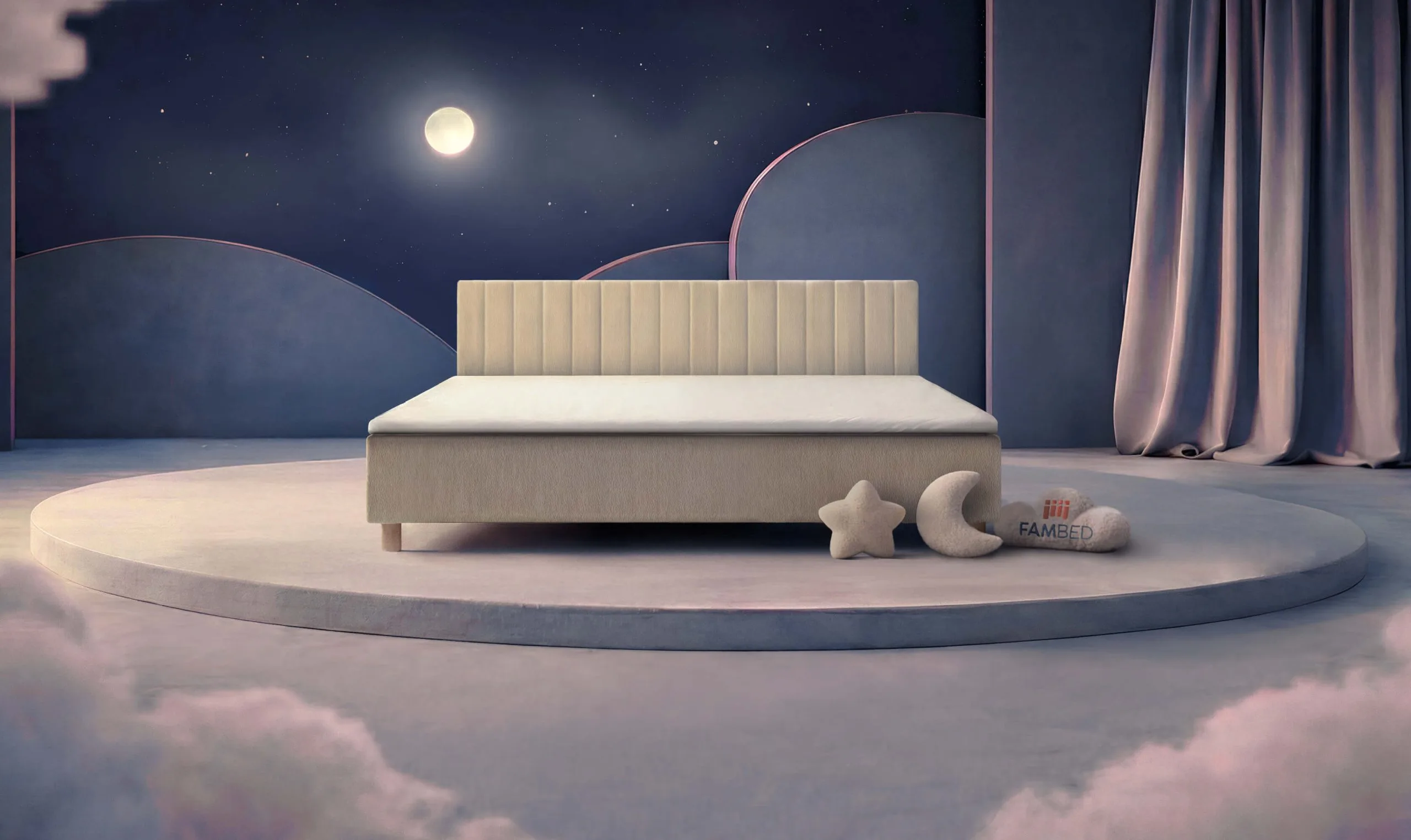 FAMBED® familieseng i 240 cm bredde, set skråt forfra